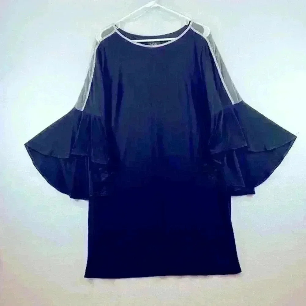 MSK Special Occasion Women’s Black Dress Size L Rhinestones and Sheer Elements